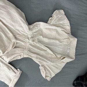 Cream Button-Up Jumpsuit